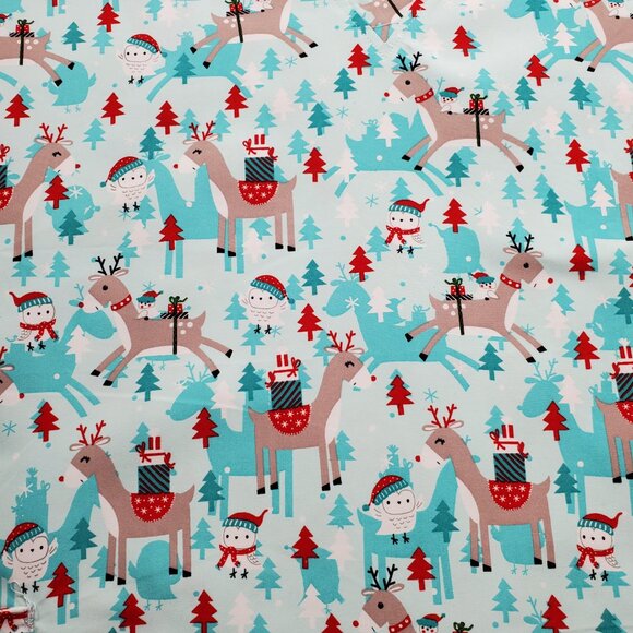 Divine Curves V-neck Top Reindeers and Owls Holiday Mint Green 2 Pckts Wmn Sz 3x - Picture 6 of 11